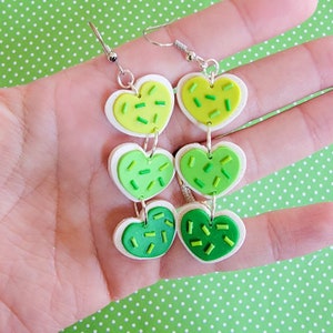 St Patrick Day Cookie Earrings, St Patricks Earrings, Polymer Clay Earrings, Clover Earrings, Green, Gift Idea, Shamrock, St Patricks image 2