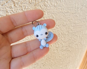 Cute Kawaii Squirrel Polymer Clay Charm, Squirrel Clay Pendant, Squirrel Necklace , polymer clay, clay pendant, Kawaii, Chibi, Clay Charm