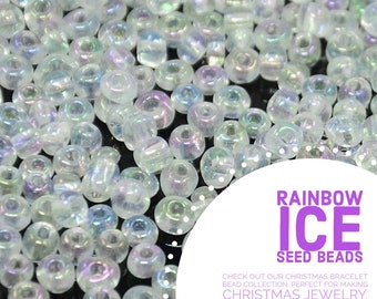 20g 4mm Rainbow Ice Seed Beads, AB Clear Seed Beads, Christmas Seed Beads, Christmas Bracelet Beads, Clear Christmas Beads, Clear beads