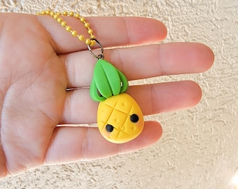 Pineapple Necklace Charms, Corn Charm, Fruit, Polymer Clay Pendant, BFF, polymer clay, clay pendant, Kawaii, Chibi, Clay Charm