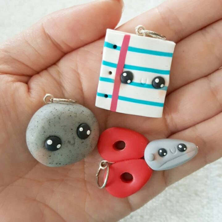 BFF Necklace Charms Rock Paper Scissors Charm 3 BFF Polymer Clay Pendant BFF Polymer Clay Clay Pendant Kawaii Chibi Clay Charm Etsy