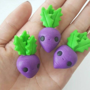 Radish Necklace Charm, Radish Charm, Vegetable, Veggie, Polymer Clay Pendant, BFF, polymer clay, clay pendant, Kawaii, Chibi, Clay Charm