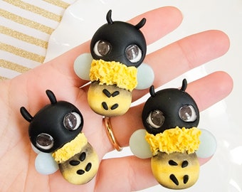 Cute Spring Bees Magnet 3pc Set, Polymer Clay Magnets, Bees and Honey, Polymer Clay Charms, Cute Magnets, Primitive, polymer clay, Kawaii