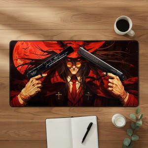 Hellsing Ultimate Mouse Pad, Alucard Gaming Mouse Pad, Anime Desk Mat, XXL Desk Mat, Gothic Vampire Gamer Gift, Dark Anime Decor