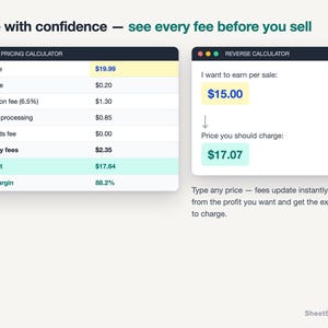 Etsy Seller Fee Calculator & Profit Dashboard 2026, Bookkeeping Spreadsheet for Etsy Shop, Google Sheets Excel Sales Tracker, Pricing Tool image 2