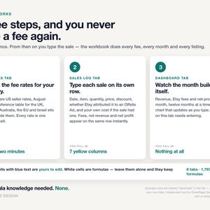 Etsy Seller Fee Calculator & Profit Dashboard 2026, Bookkeeping Spreadsheet for Etsy Shop, Google Sheets Excel Sales Tracker, Pricing Tool image 6