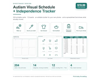 Autism Visual Schedule Printable, Daily Routine Cards for Kids, First Then Board & Editable Picture Schedule + Progress Tracker