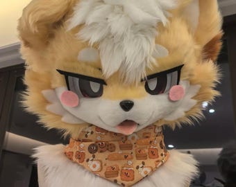 Tête de renard réaliste pour fursuit, masque de renard orange et blanc fait main, accessoire de tête personnalisé pour cosplay animal, masque de renard en fourrure