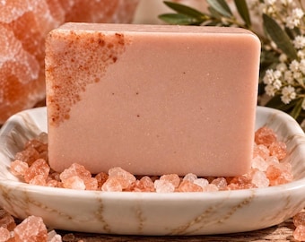 Handmade Pink Himalayan Salt Soap, Oatmeal Soap, Sicilian Sea Breeze Scent