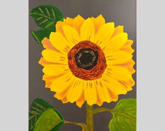 Original Sunflower Acrylic Painting, Canvas Sunflower Wall Art (8x10)