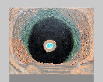 Into the Depths, Original Well Acrylic Painting, Canvas Well Wall Art (8x10)