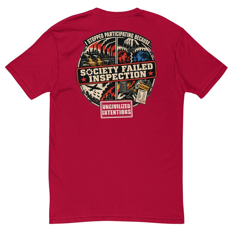 Society Failed Inspection Men's Fitted Shirt - Anti Society Graphic Tee - Off Grid Gift