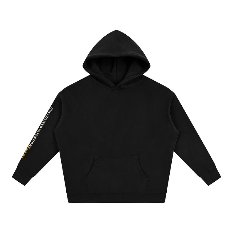 Uncivilized Intentions Two-Sleeve Oversized Hoodie, Civilization One-Star Rating, Off-Grid Streetwear, Unisex Pullover image 1