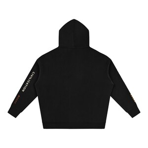 Uncivilized Intentions Two-Sleeve Oversized Hoodie, Civilization One-Star Rating, Off-Grid Streetwear, Unisex Pullover image 2