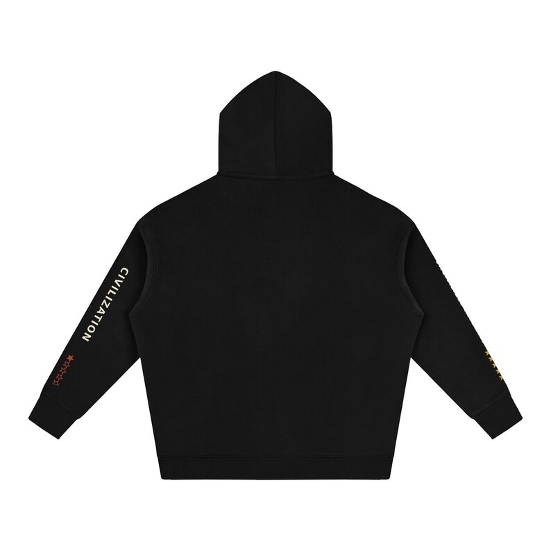 Uncivilized Intentions Two-Sleeve Oversized Hoodie, Civilization One-Star Rating, Off-Grid Streetwear, Unisex Pullover image 2