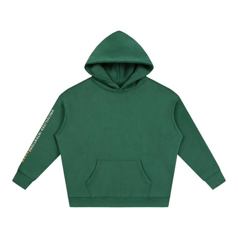 Uncivilized Intentions Two-Sleeve Oversized Hoodie, Civilization One-Star Rating, Off-Grid Streetwear, Unisex Pullover image 5