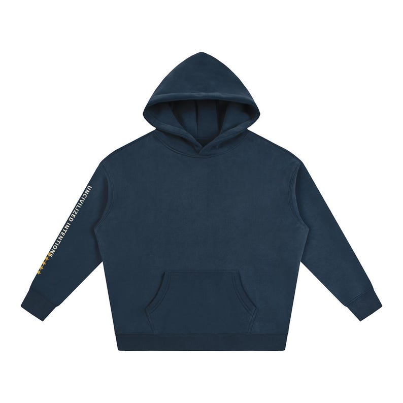 Uncivilized Intentions Two-Sleeve Oversized Hoodie, Civilization One-Star Rating, Off-Grid Streetwear, Unisex Pullover image 3