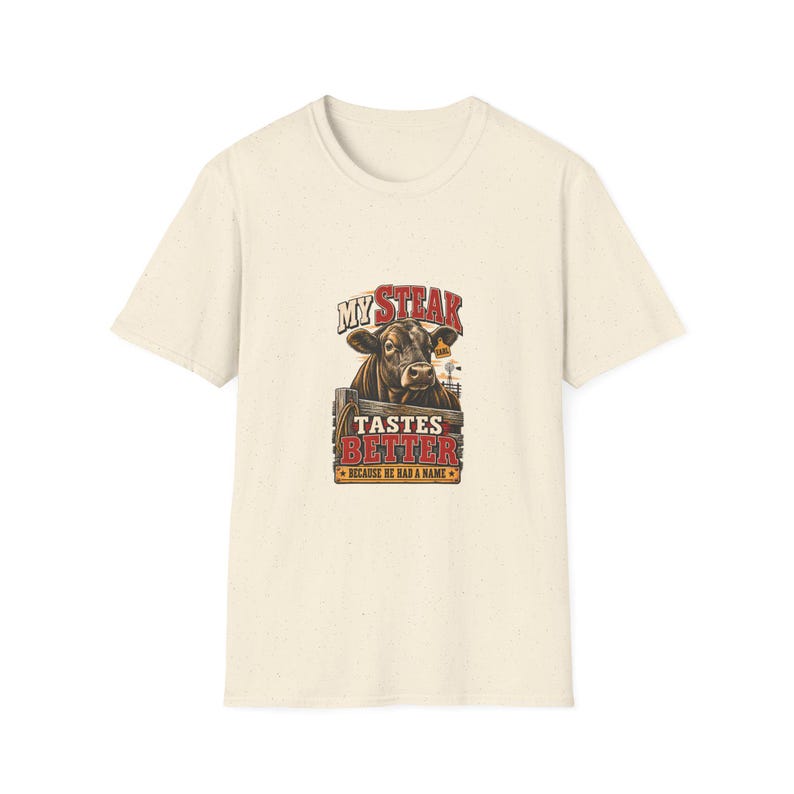 Camiseta unisex "Mi bistec sabe mejor" - Divertida camiseta de vaca de granja - Regalo para amantes de la carne de res criada en granja imagen 5