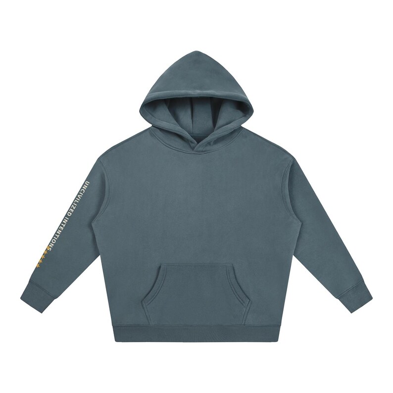 Uncivilized Intentions Two-Sleeve Oversized Hoodie, Civilization One-Star Rating, Off-Grid Streetwear, Unisex Pullover image 7