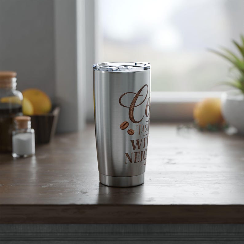 Coffee Tastes Better With No Neighbors 20oz Insulated Tumbler - Off Grid RV Travel Cup - Boondocking Gift image 5