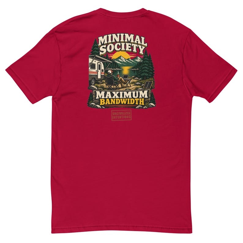 Minimal Society Maximum Bandwidth Men's Fitted Shirt - RV Life Tee - Off Grid Digital Nomad Gift