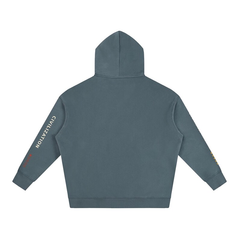 Uncivilized Intentions Two-Sleeve Oversized Hoodie, Civilization One-Star Rating, Off-Grid Streetwear, Unisex Pullover image 8