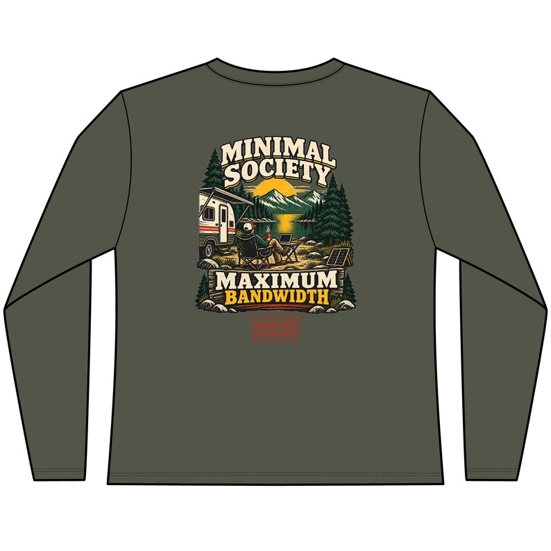 Minimal Society Maximum Bandwidth Long Sleeve Tee | Camping RV Retro Graphic afbeelding 4