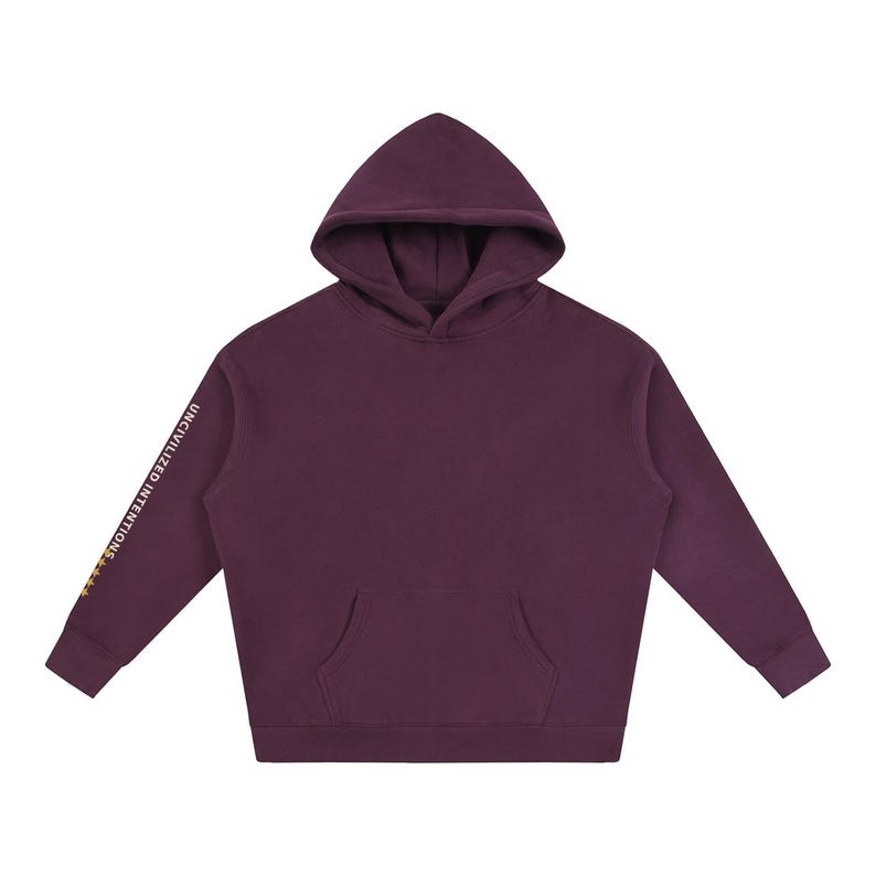 Uncivilized Intentions Two-Sleeve Oversized Hoodie, Civilization One-Star Rating, Off-Grid Streetwear, Unisex Pullover image 9