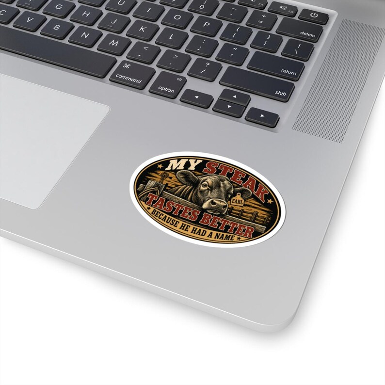 My Steak Tastes Better Sticker, Funny Homestead Cow Decal, Farm Raised Beef Gift image 2