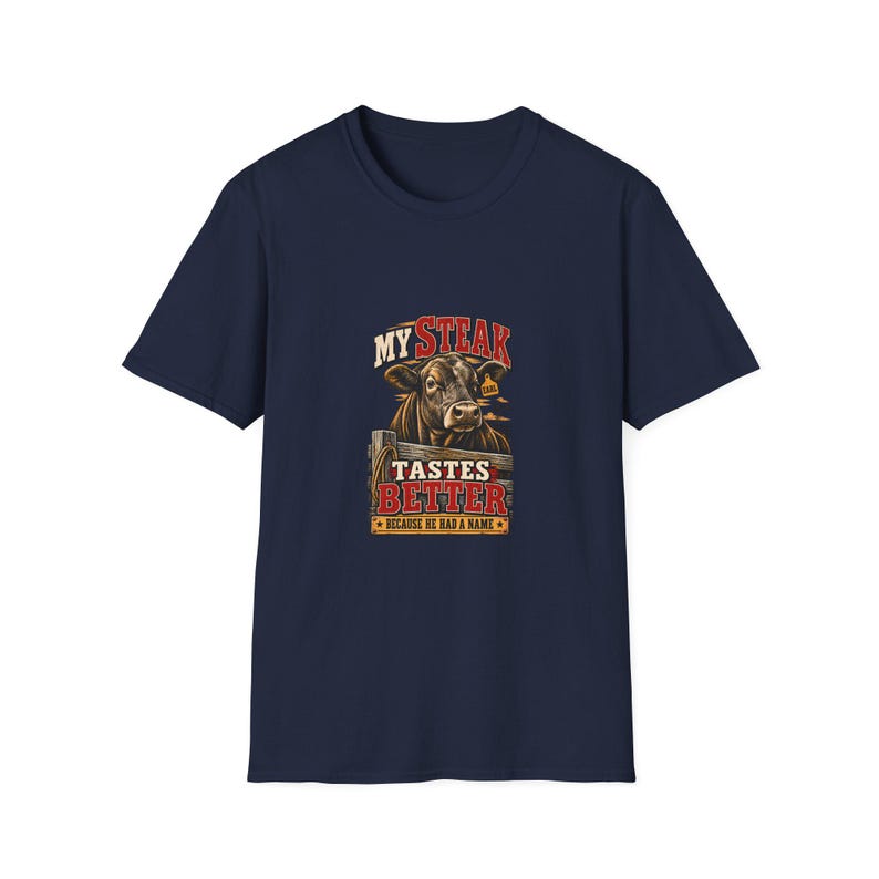 Camiseta unisex "Mi bistec sabe mejor" - Divertida camiseta de vaca de granja - Regalo para amantes de la carne de res criada en granja imagen 11