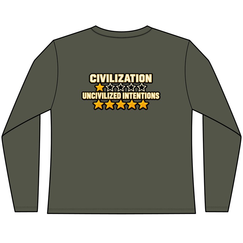 Civilization One Star Womens Fitted Long Sleeve Shirt - Uncivilized Intentions Ratings Tee image 6