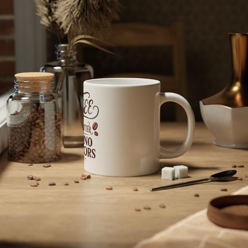 Koffie smaakt beter zonder buren - Mok van 590 ml - Grote koffiebeker - Cadeau voor zelfvoorzienende kampeerders afbeelding 5