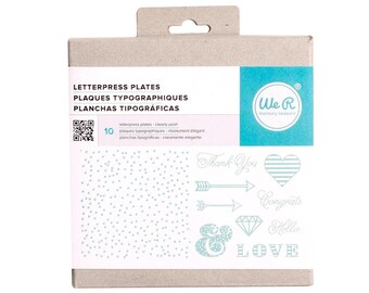 Plaques typographiques « Clearly Posh » We R Memory Keepers, accessoires de gravure, ensemble de plaques (10)