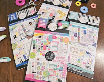 Stickers Happy Planner - Collection instantanée de 4 livres : projets impertinents, illustrations joyeuses, néons, la vie est une fête (plus de 2 600 autocollants !)
