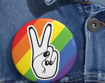 Signe de la paix arc-en-ciel main gauche - Accessoire pour bouton Badge de fierté LGBTQ et de protestation pacifique
