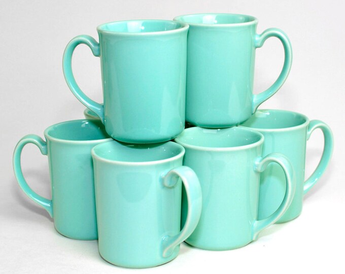 Corning Aqua Coffee Cups 8 Microwavable Corningware Ceramic