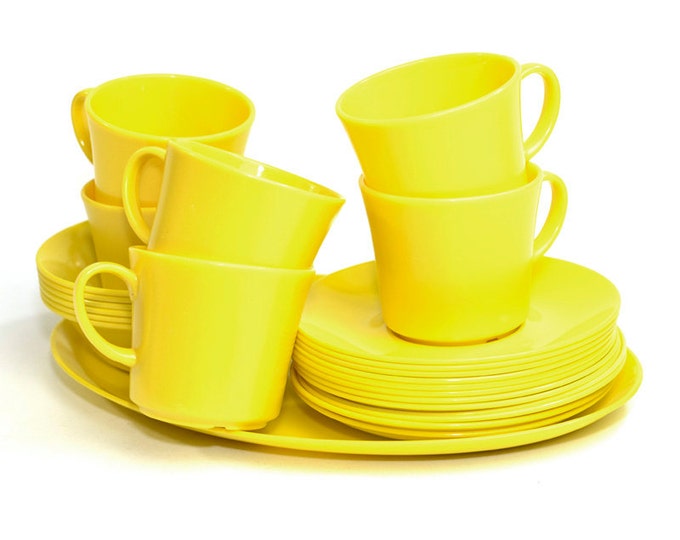Yellow Texas Ware Melmac Dinnerware Set 25 Pieces Cups Etsy