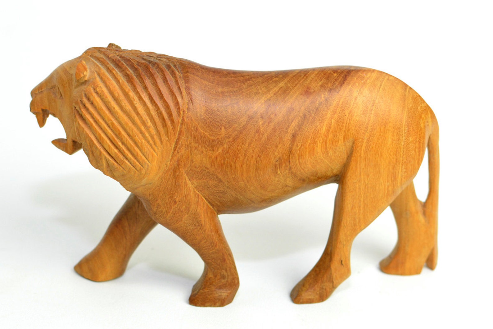 Carved Wooden Lion Statue Figurine Handmade Solid Wood Etsy