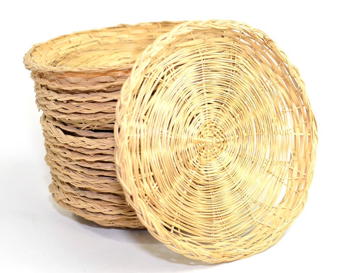 Wicker Plate Liners set of 18 Woven Wooden Holders for Paper Plates