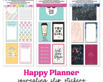 Autocollants à rabat pour journalisation Happy Planner - Lot de 3 - Travail/carrière d'une fille patronne, fille pastel arc-en-ciel, thèmes bohème esprit libre