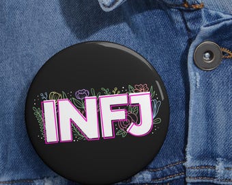 Introverti INFJ - étiquette de type personnalité MBTI Meyers-Briggs - motif floral coloré - épingle mode