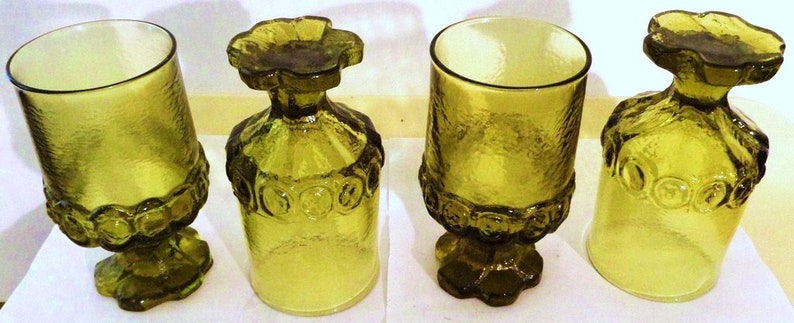 Lot of Four Stemmed Juice Glasses Tiffin Avocado Green Franciscan Madeira