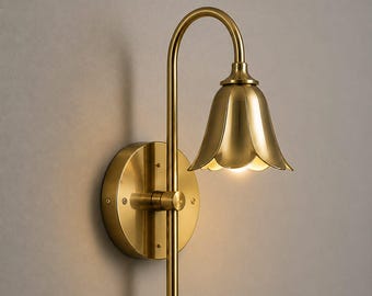 Brass Wall Sconce Elegant Floral Bell Shade Wall Light Luxury Hallway And Living Room