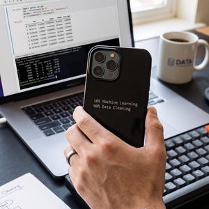 Funda para móvil con temática de ciencia de datos, humor sobre aprendizaje automático, regalo para desarrolladores de Python (negro brillante)