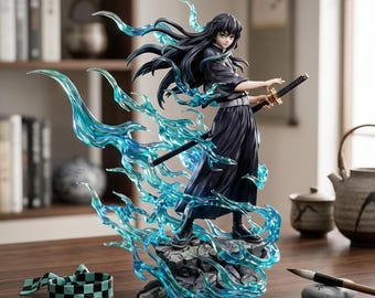 Figura de Muichiro Tokito, Pilar de la Niebla, Estatua de PVC de Demon Slayer, Efecto Ola de Agua (25 cm)