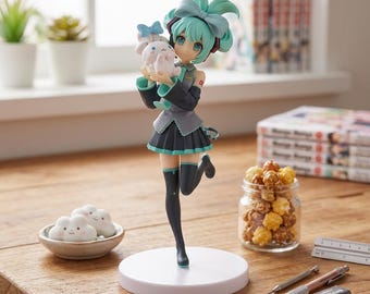 Figura de PVC de Hatsune Miku, estatua de anime Vocaloid con coletas turquesas (21 cm)