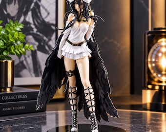 Figura de anime Albedo Overlord, estatua de PVC de 21 cm, alas negras, vestido blanco (modelo coleccionable)