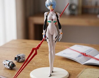 Figura de Rei Ayanami de 22 cm, figura de anime de Neon Genesis Evangelion, estatua coleccionable de Plugsuit con Lanza de Longinus, regalo para fans del anime