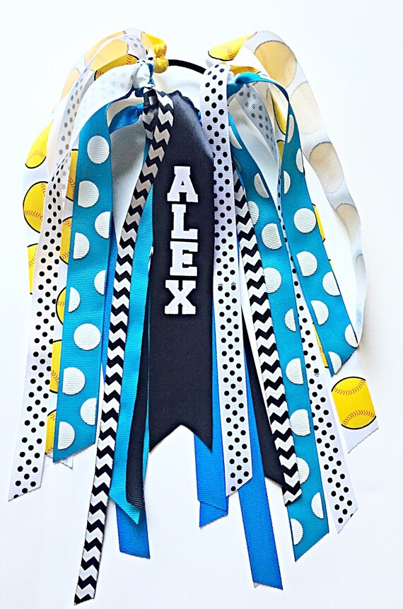 Custom Blue Softball Bows Custom Softball Hair Ribbons Etsy