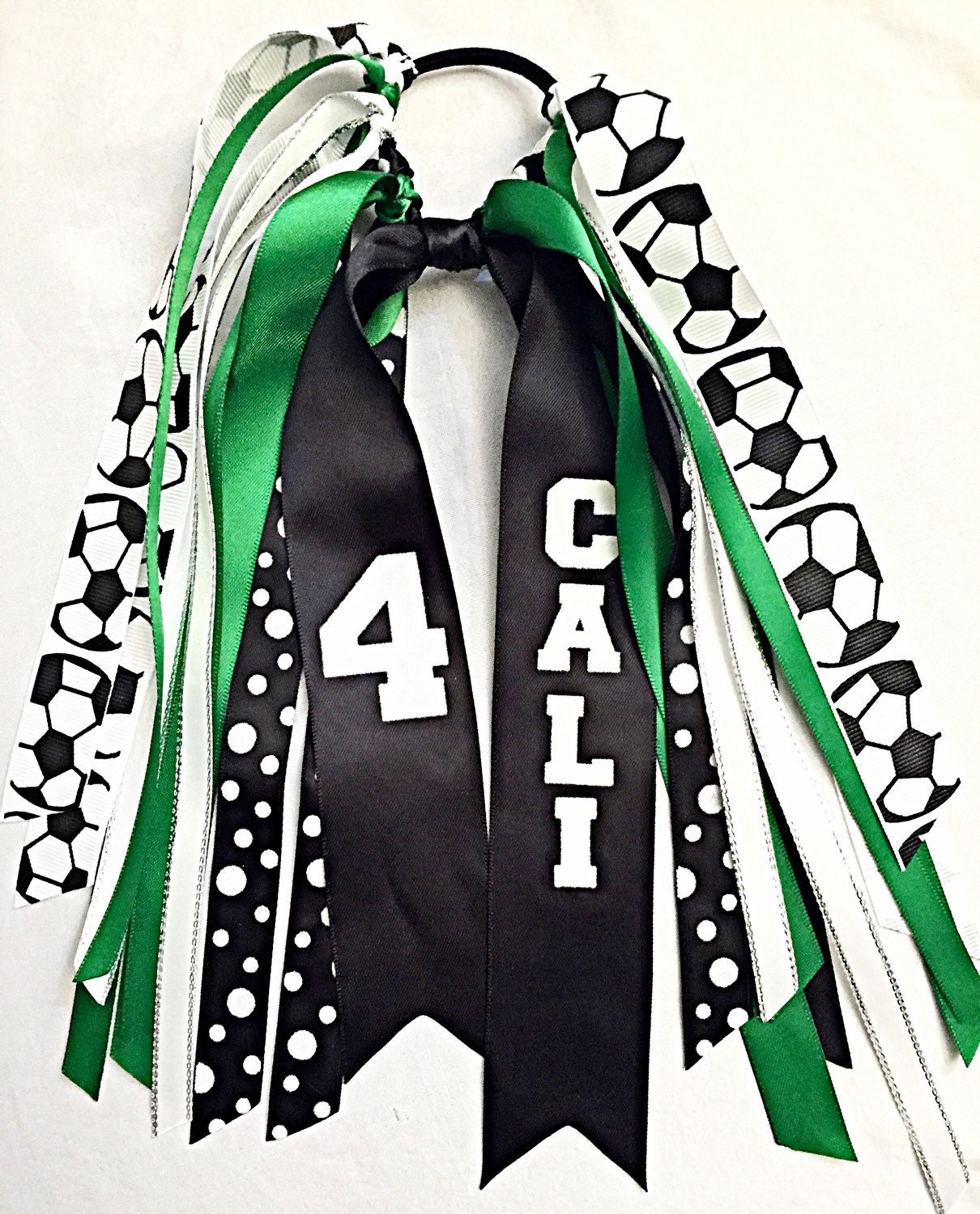 Custom Green And Black Soccer Hair Bows Custom Green Soccer Etsy
